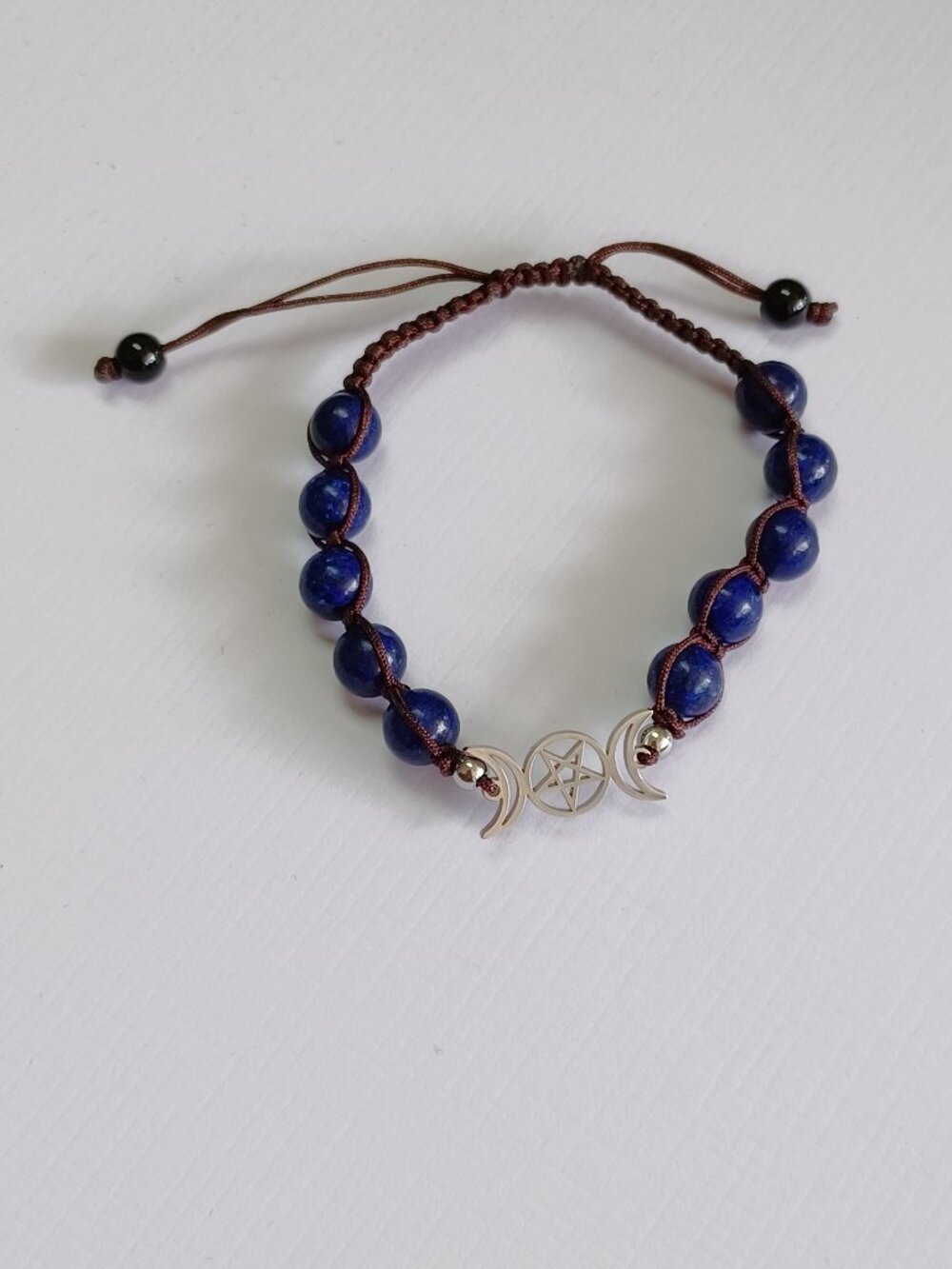 Lapis Lazuli Triple Moon Natural Stone Adjustable Bracelet